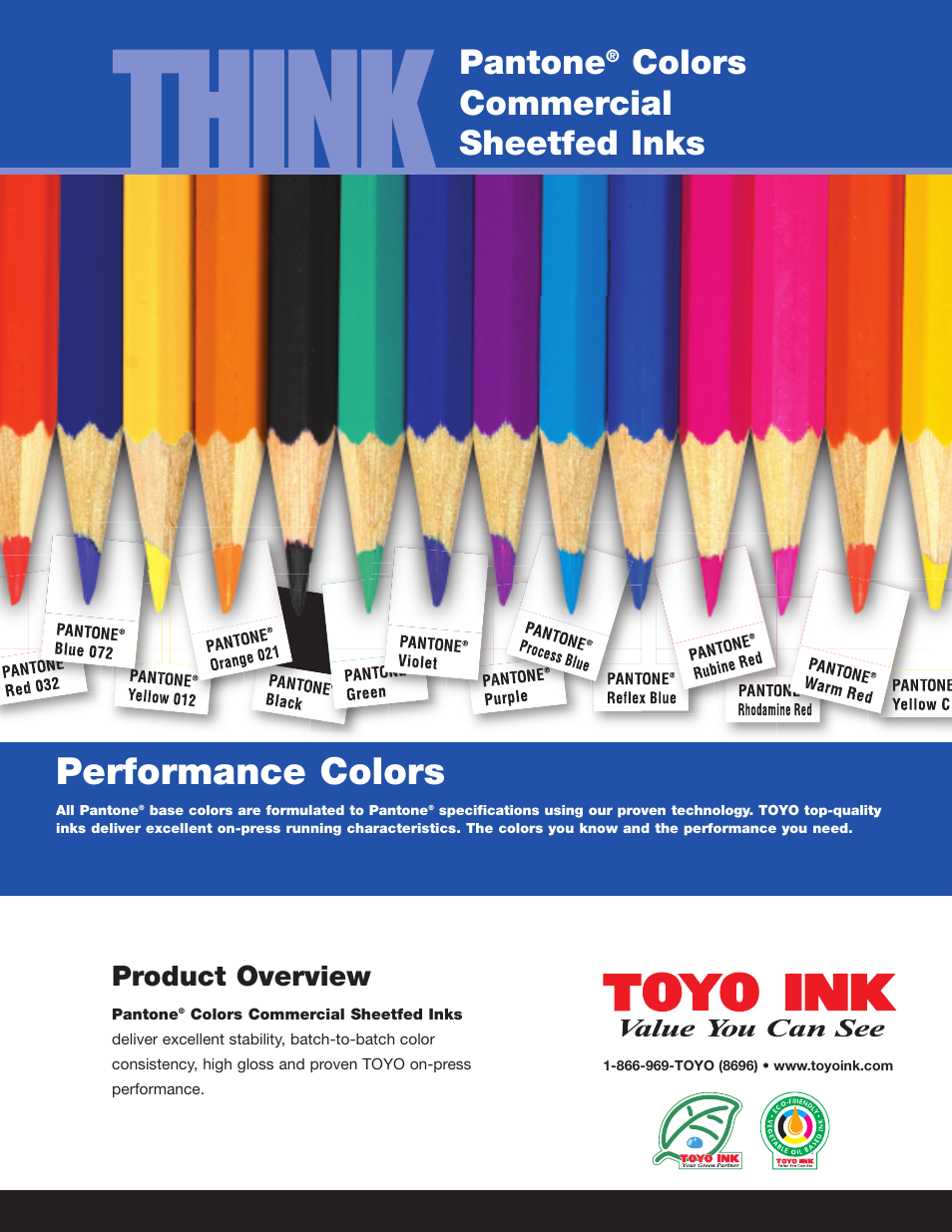 Toyo Ink Pantone® Colors Commercial Sheetfed Inks User Manual | 2 pages