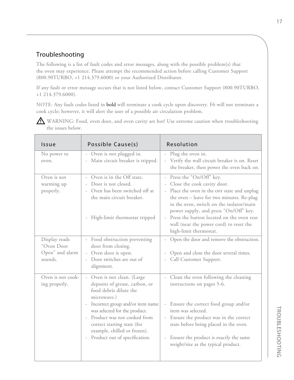 Troubleshooting | TurboChef Technologies Encore EN User Manual | Page 23 / 32