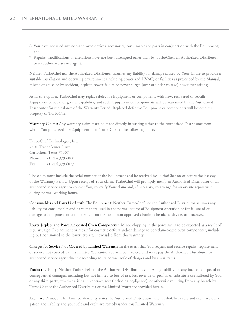 TurboChef Technologies Encore EN User Manual | Page 28 / 32