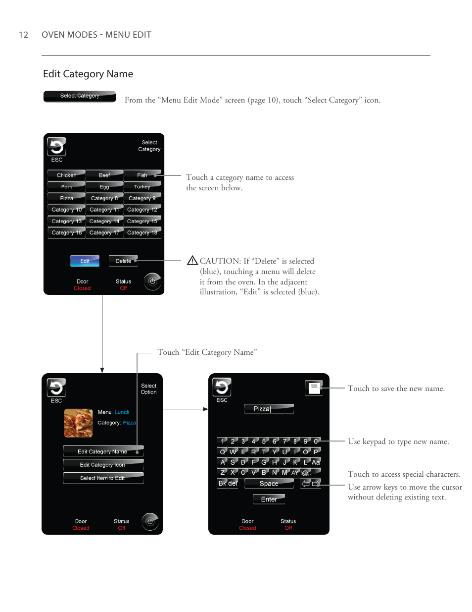 Edit category name | TurboChef Technologies G5 User Manual | Page 18 / 42