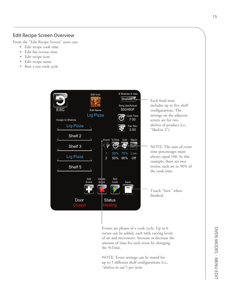 Edit recipe screen overview | TurboChef Technologies G5 User Manual | Page 21 / 42