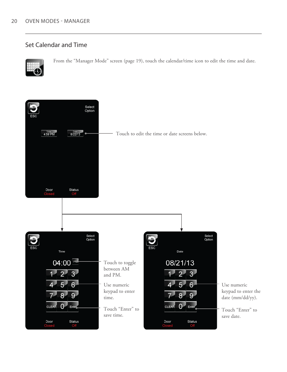Set calendar and time | TurboChef Technologies G5 User Manual | Page 26 / 42