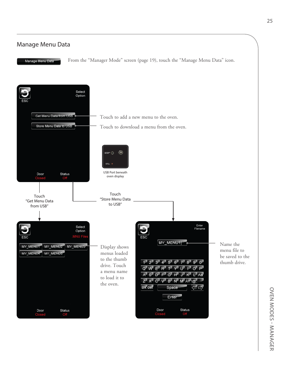 Manage menu data | TurboChef Technologies G5 User Manual | Page 31 / 42