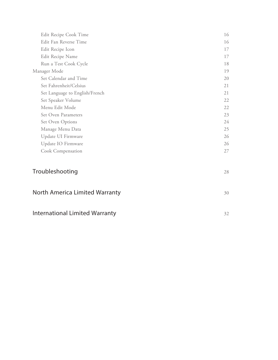 Troubleshooting, North america limited warranty, International limited warranty | TurboChef Technologies G5 User Manual | Page 4 / 42