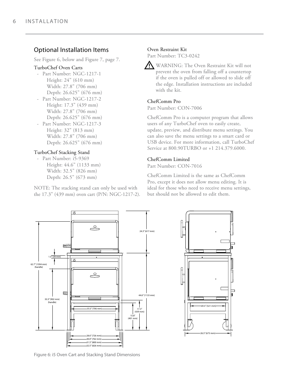 Optional installation items | TurboChef Technologies i3 EN User Manual | Page 14 / 34