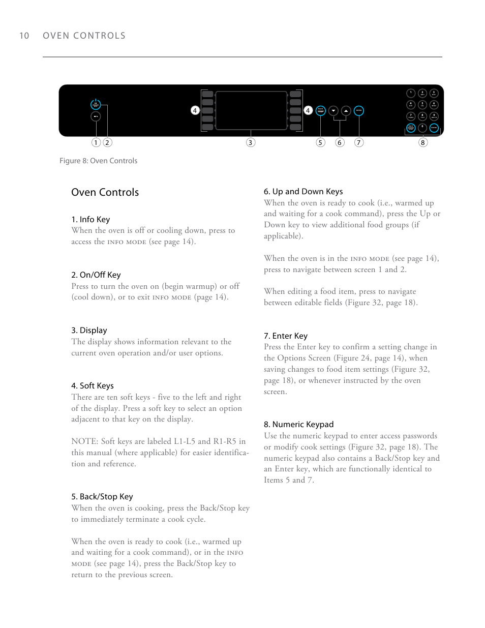 Oven controls, 10 oven controls, Figure 8: oven controls | TurboChef Technologies i3 EN User Manual | Page 18 / 34