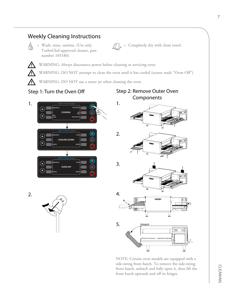 Weekly cleaning instructions | TurboChef Technologies High h Conveyor 2620 EN User Manual | Page 15 / 36