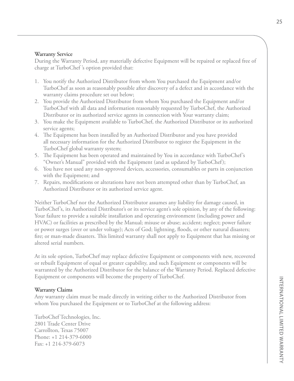 TurboChef Technologies High h Conveyor 2620 EN User Manual | Page 33 / 36