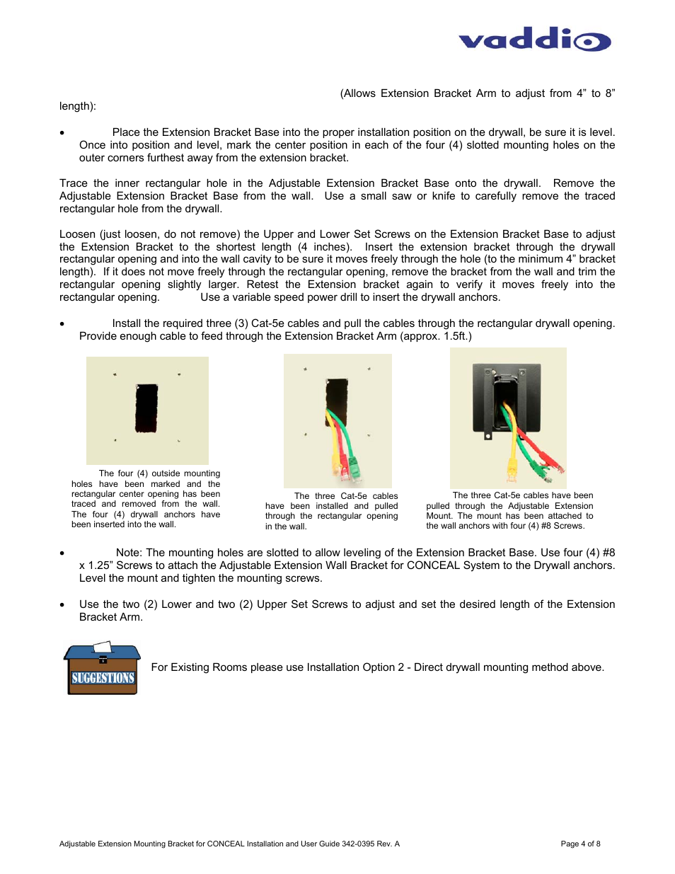 Vaddio Adjustable Extension Wall Bracket for CONCEAL User Manual | Page 4 / 8