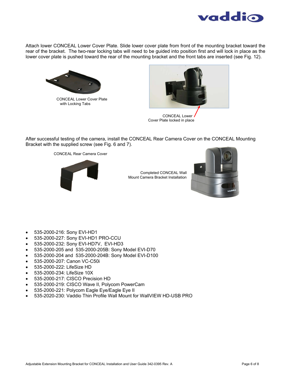 Vaddio Adjustable Extension Wall Bracket for CONCEAL User Manual | Page 6 / 8