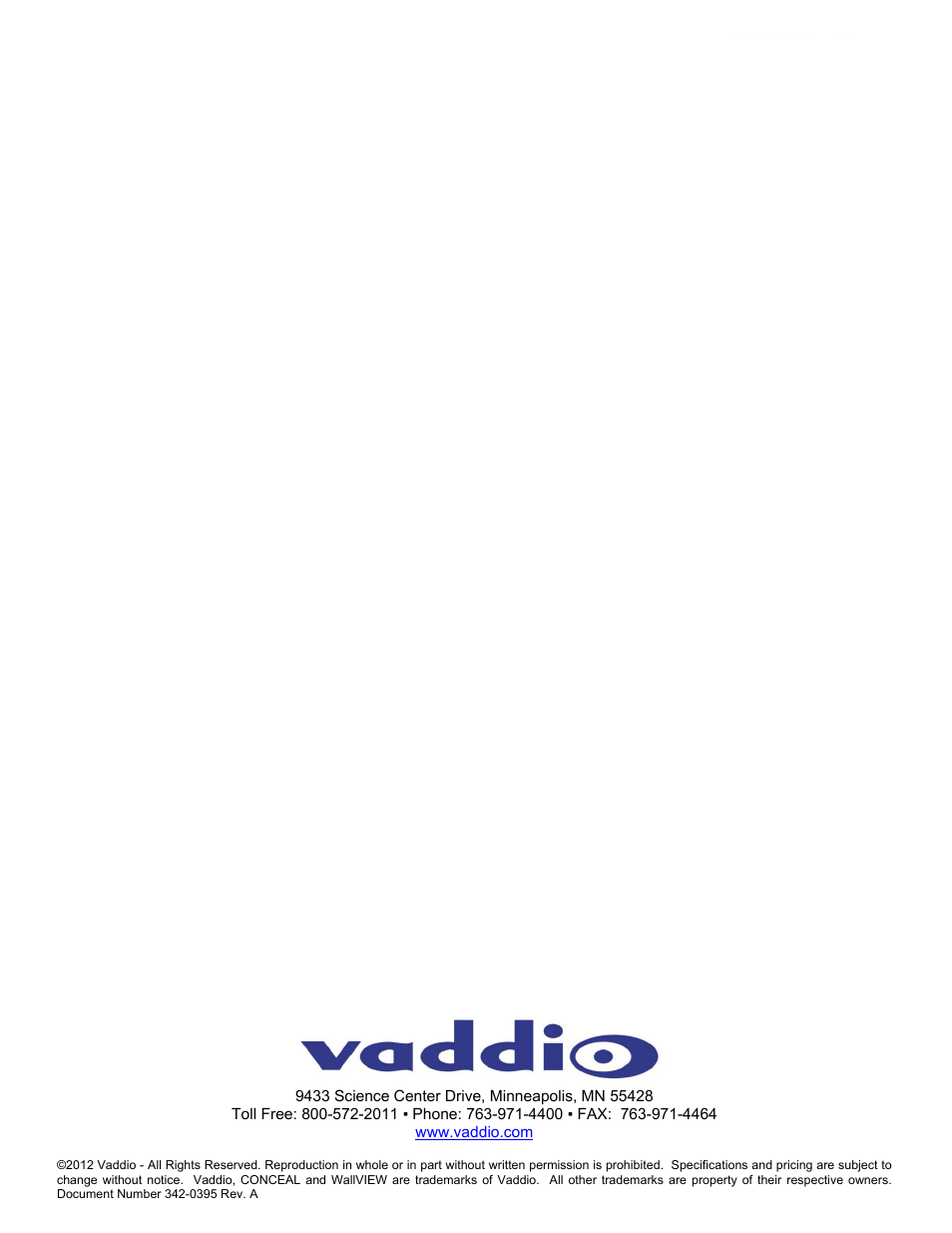 Vaddio Adjustable Extension Wall Bracket for CONCEAL User Manual | Page 8 / 8