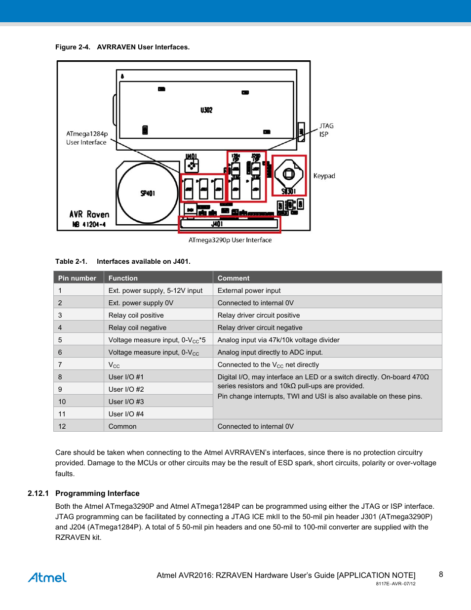 1 programming interface, Programming interface | Atmel AVR2016 User Manual | Page 8 / 25