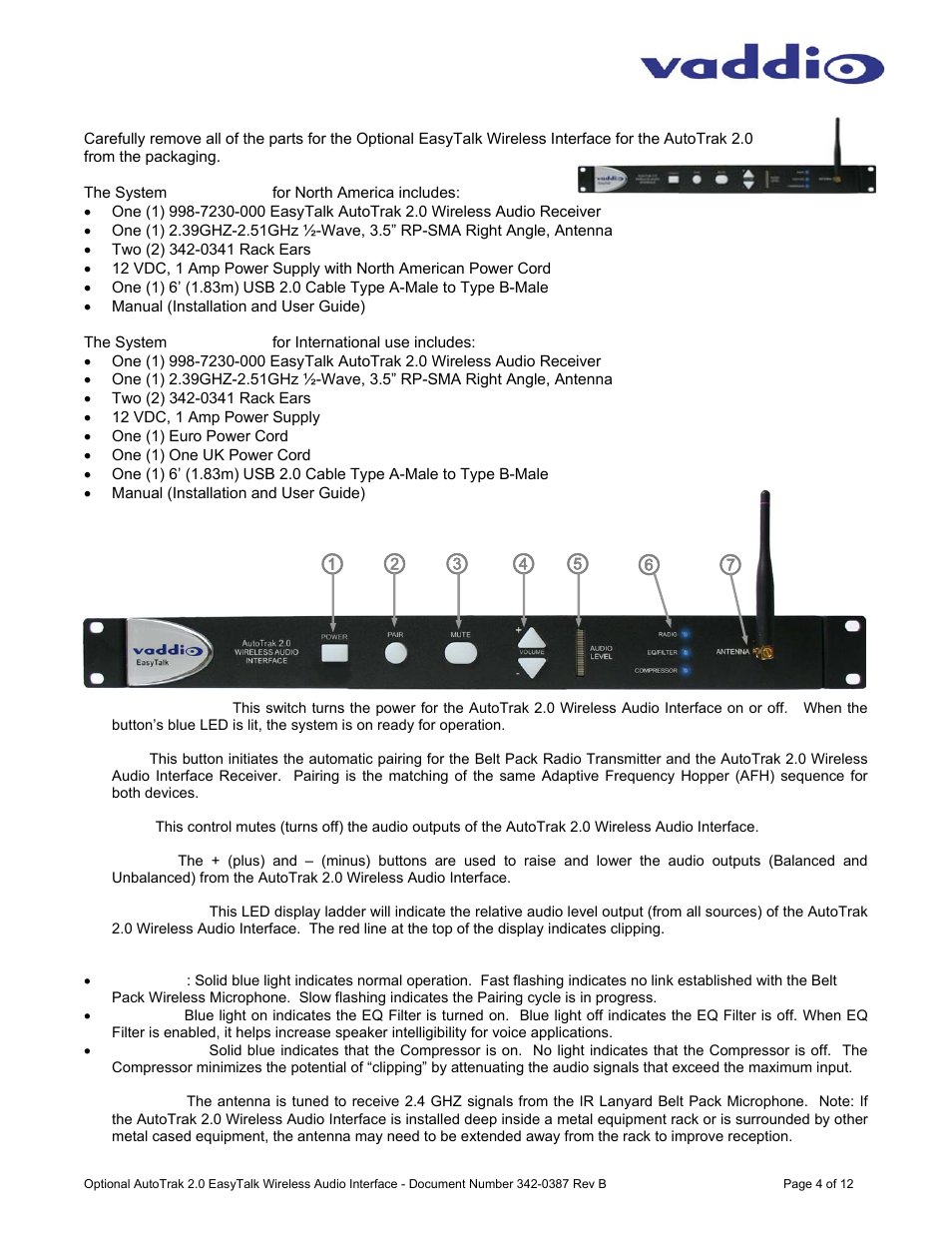 Vaddio AutoTrak 2.0 EasyTALK Wireless Audio Interface User Manual | Page 4 / 12