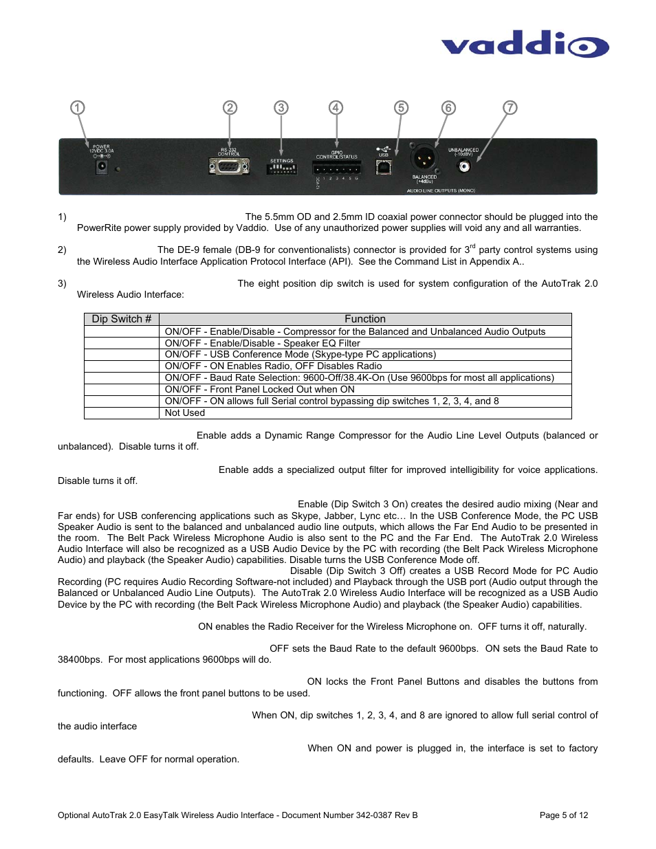 Vaddio AutoTrak 2.0 EasyTALK Wireless Audio Interface User Manual | Page 5 / 12