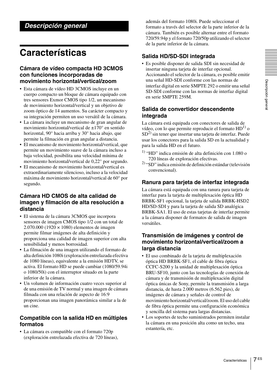 Descripción general, Características | Vaddio BRC-H900 Operating User Manual | Page 189 / 271