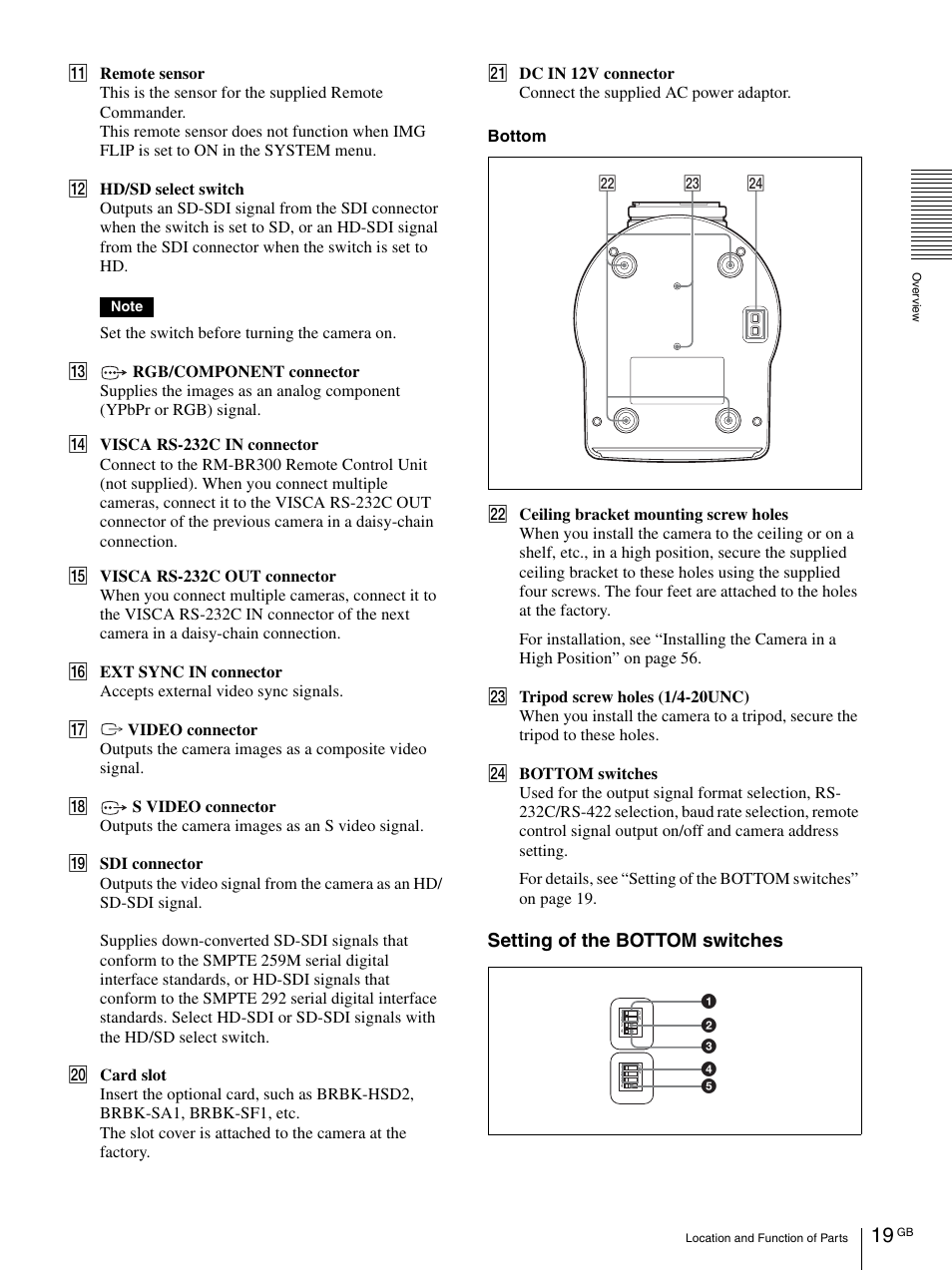 Setting of the bottom switches | Vaddio BRC-H900 Operating User Manual | Page 19 / 271