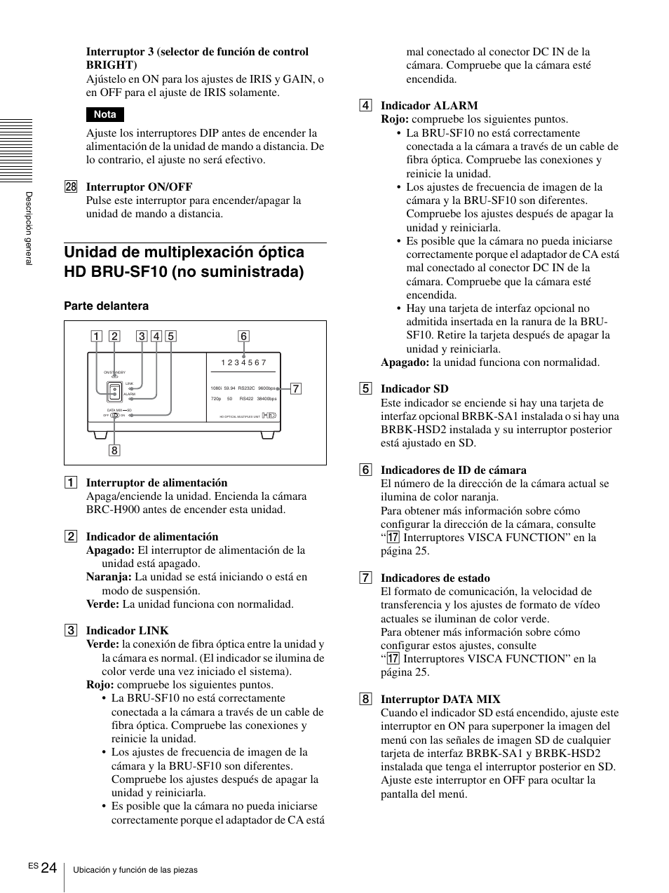 Unidad de multiplexación óptica hd bru-sf10, No suministrada) | Vaddio BRC-H900 Operating User Manual | Page 206 / 271