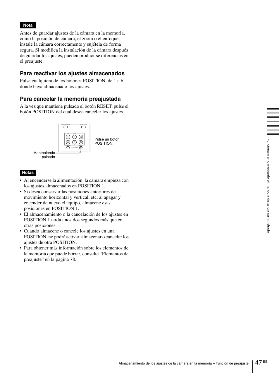 Para reactivar los ajustes almacenados | Vaddio BRC-H900 Operating User Manual | Page 229 / 271