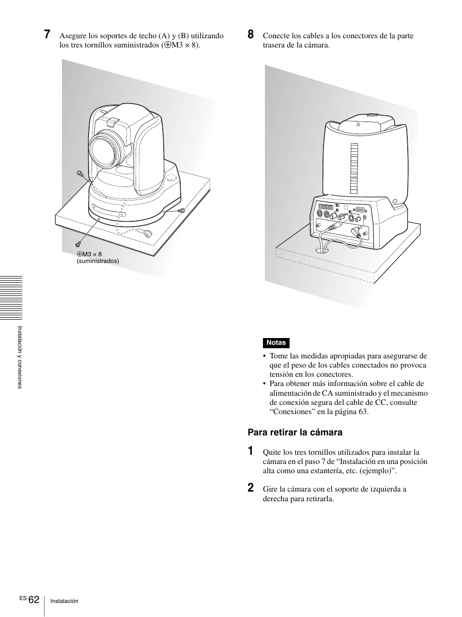 Para retirar la cámara | Vaddio BRC-H900 Operating User Manual | Page 244 / 271