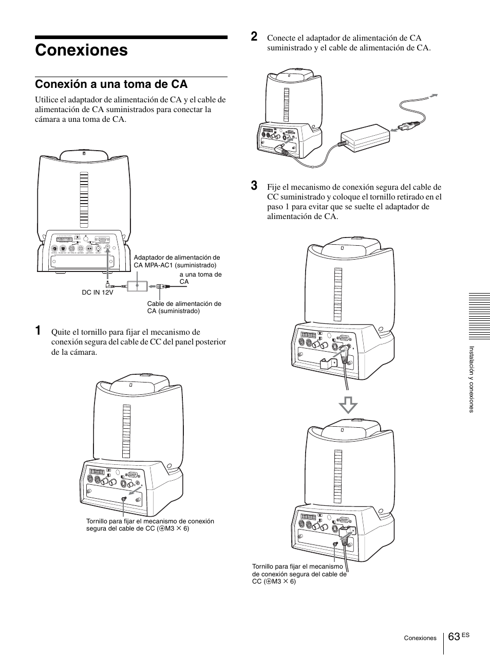 Conexiones, Conexión a una toma de ca | Vaddio BRC-H900 Operating User Manual | Page 245 / 271
