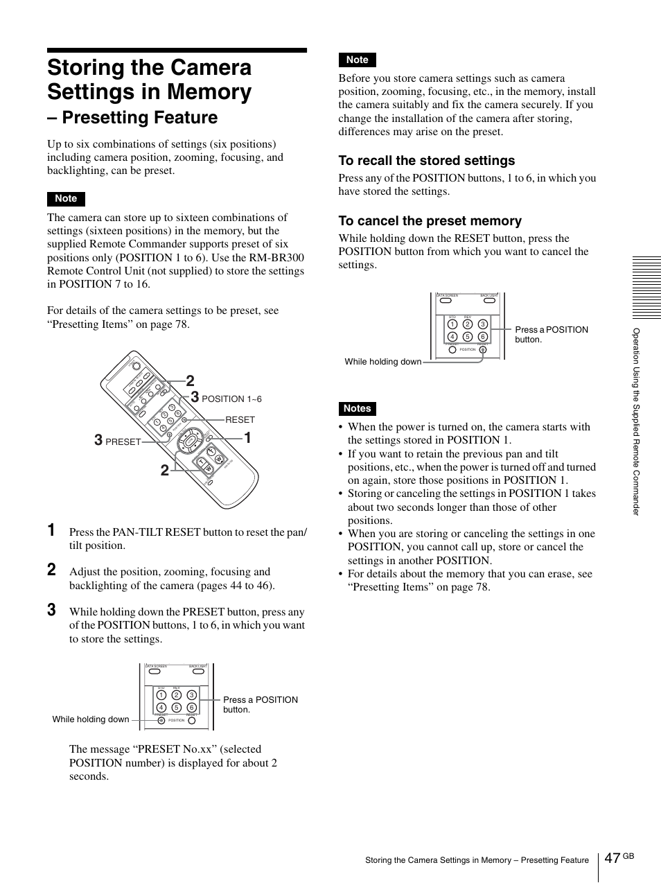 Presetting feature | Vaddio BRC-H900 Operating User Manual | Page 47 / 271