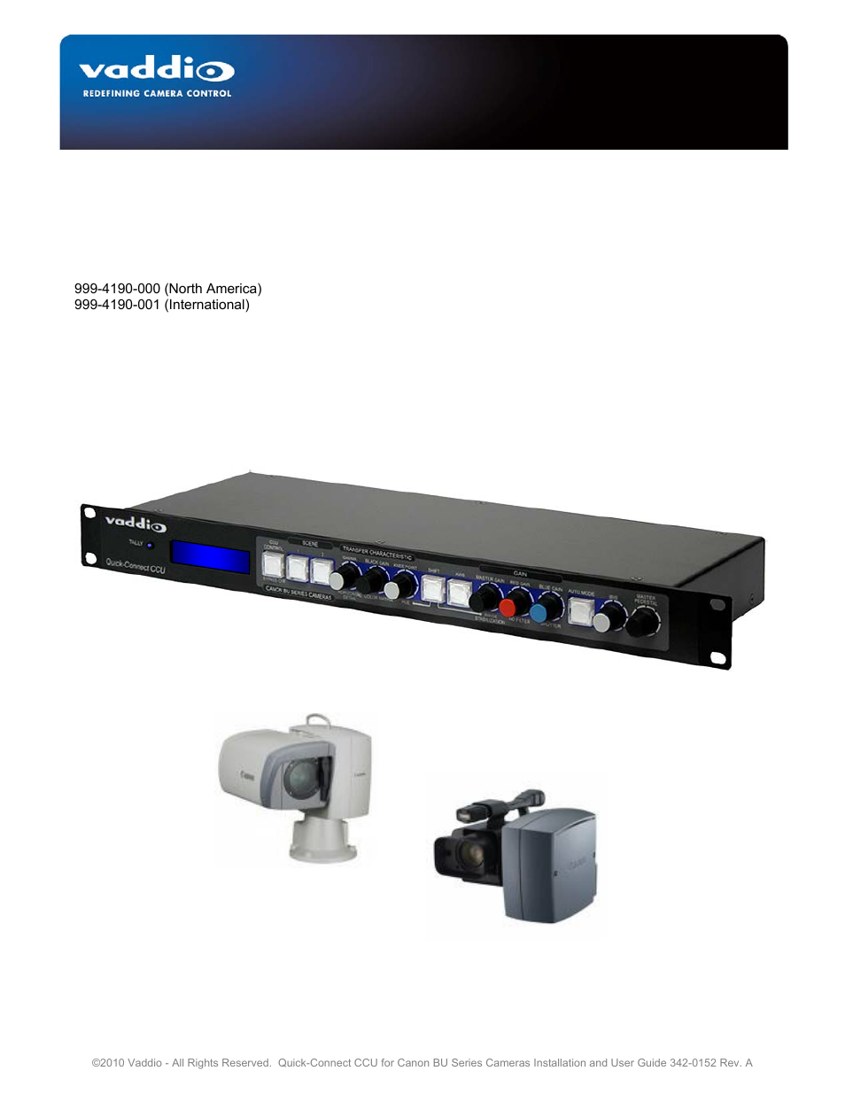 Vaddio Canon BU-Series CCU Image Controller User Manual | 8 pages