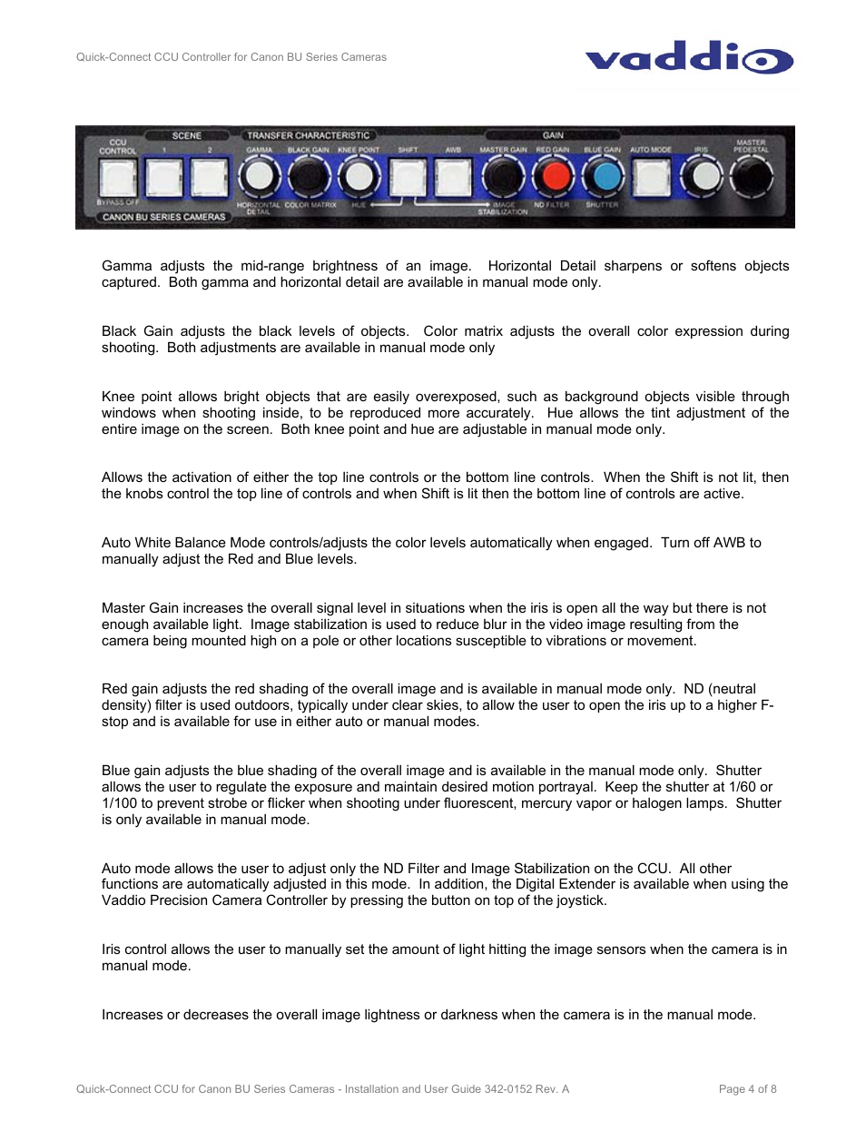 Vaddio Canon BU-Series CCU Image Controller User Manual | Page 4 / 8
