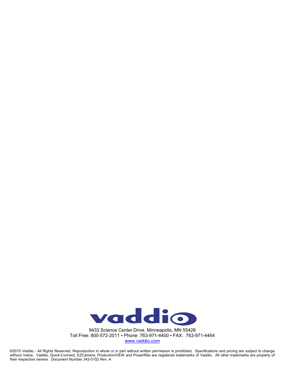 Vaddio Canon BU-Series CCU Image Controller User Manual | Page 8 / 8