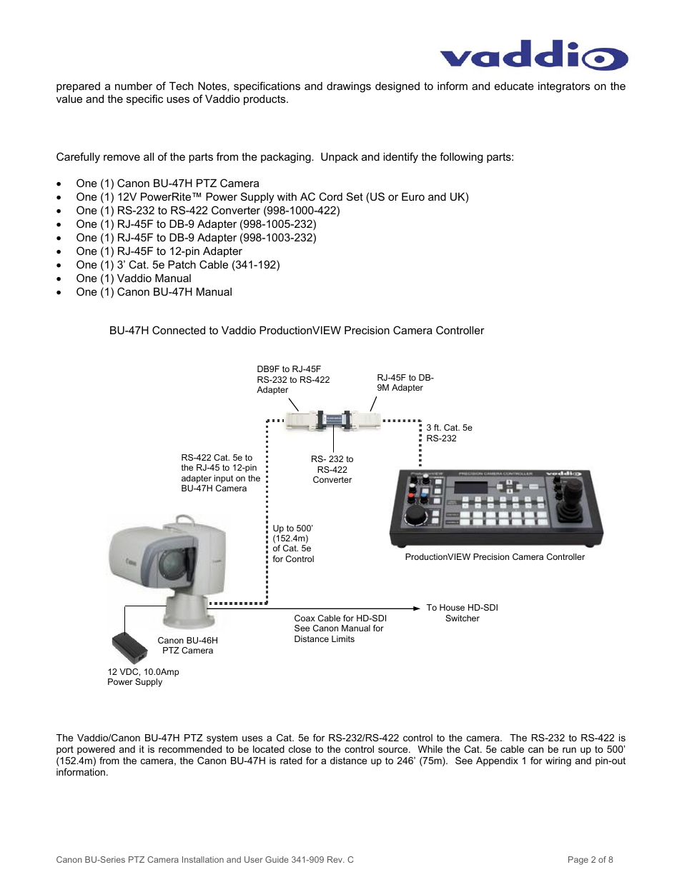 Vaddio Canon BU-Series User Manual | Page 2 / 8