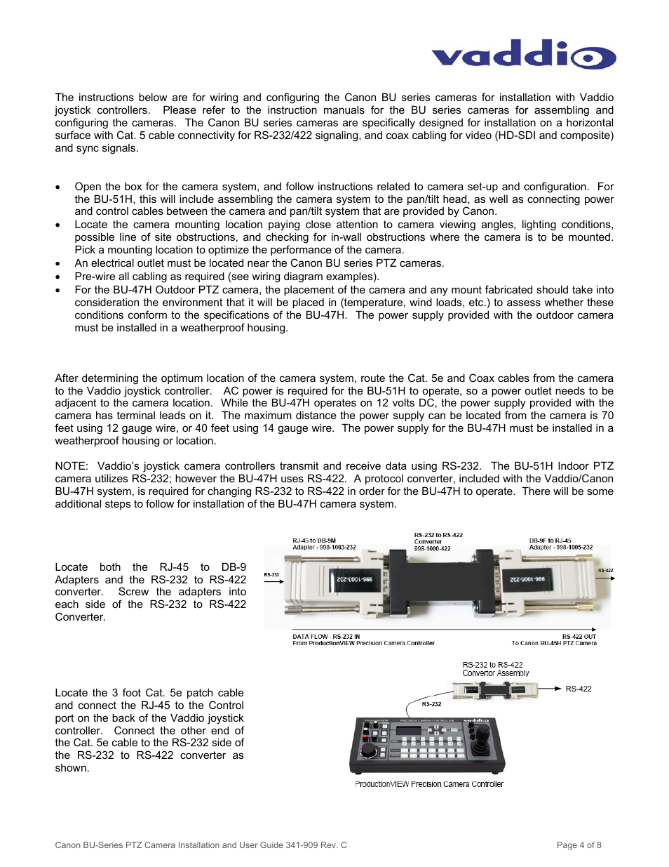 Vaddio Canon BU-Series User Manual | Page 4 / 8