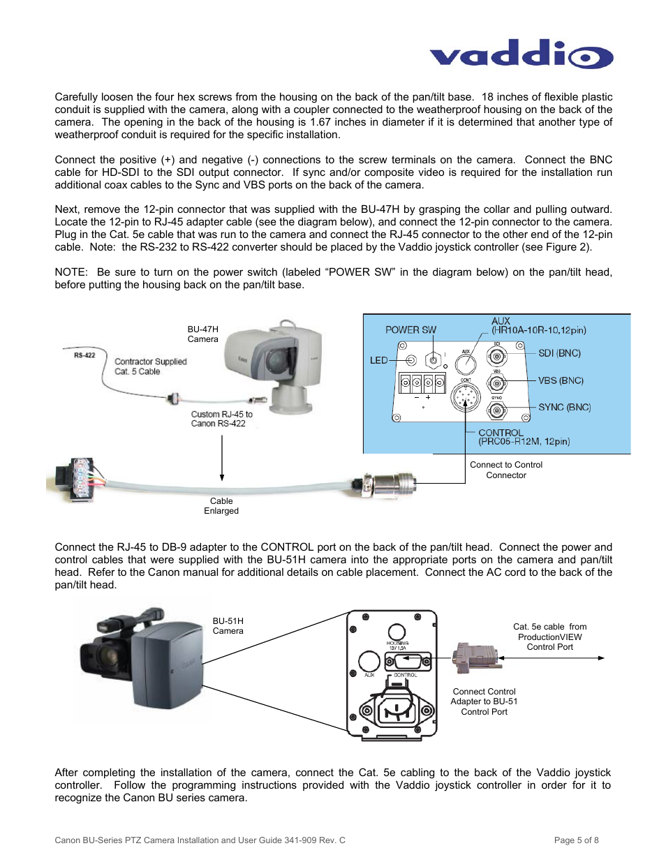 Vaddio Canon BU-Series User Manual | Page 5 / 8