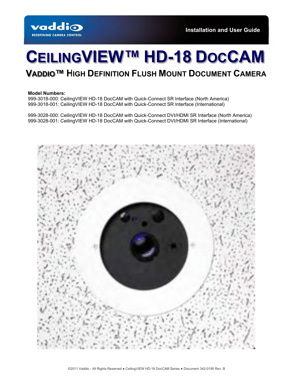 Vaddio CeilingVIEW HD-18 DocCAM User Manual | 24 pages