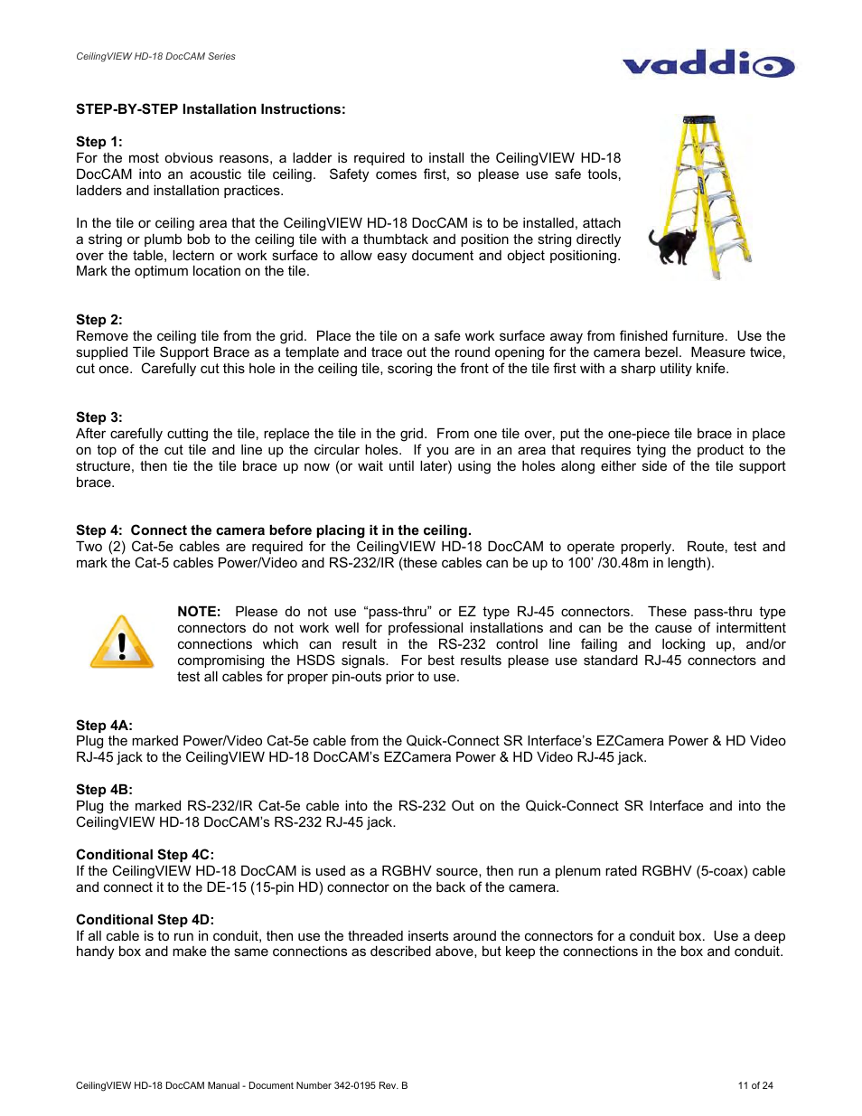 Vaddio CeilingVIEW HD-18 DocCAM User Manual | Page 11 / 24