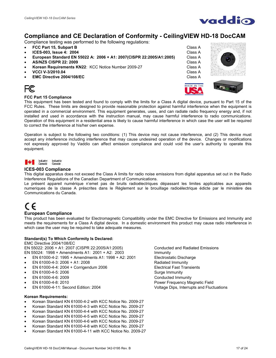 Vaddio CeilingVIEW HD-18 DocCAM User Manual | Page 17 / 24