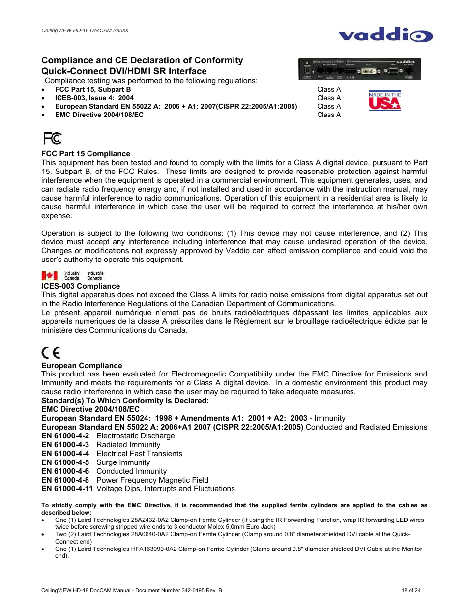 Vaddio CeilingVIEW HD-18 DocCAM User Manual | Page 18 / 24
