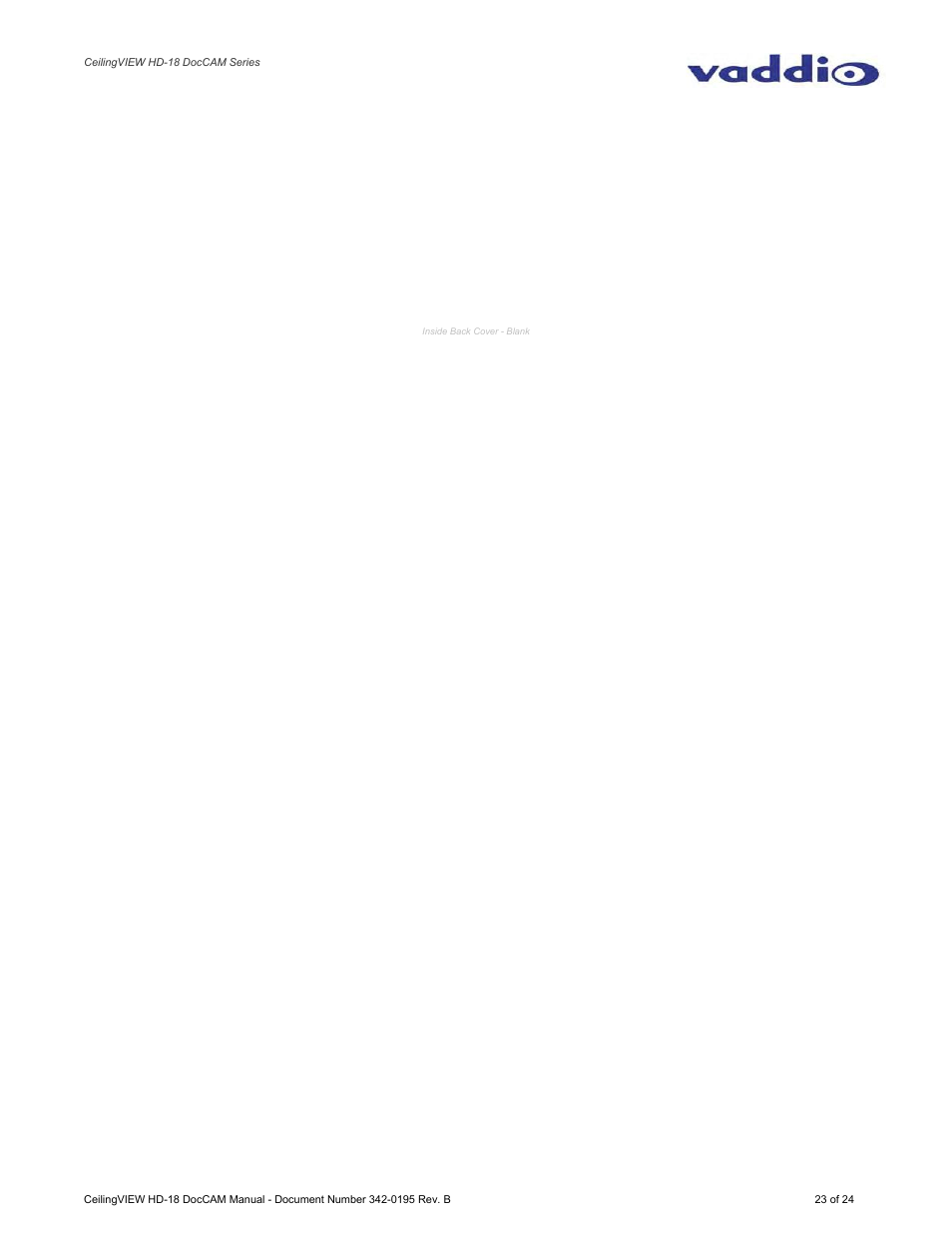 Vaddio CeilingVIEW HD-18 DocCAM User Manual | Page 23 / 24