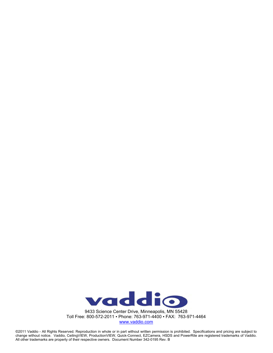 Vaddio CeilingVIEW HD-18 DocCAM User Manual | Page 24 / 24