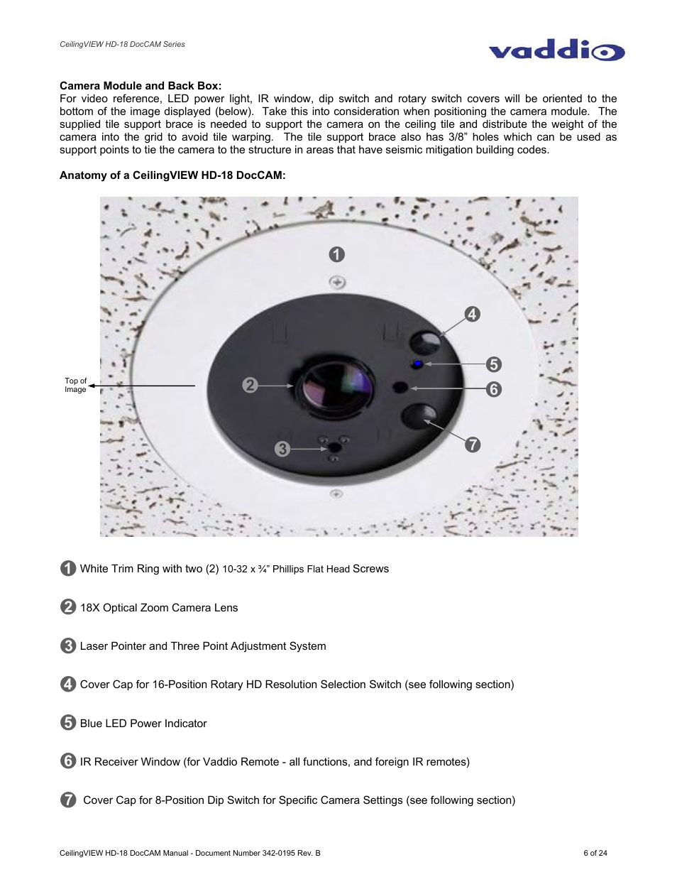 Vaddio CeilingVIEW HD-18 DocCAM User Manual | Page 6 / 24