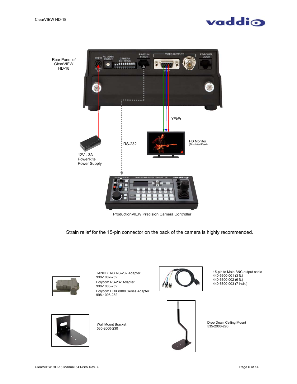 Optional accessories | Vaddio ClearVIEW HD-18 User Manual | Page 6 / 14