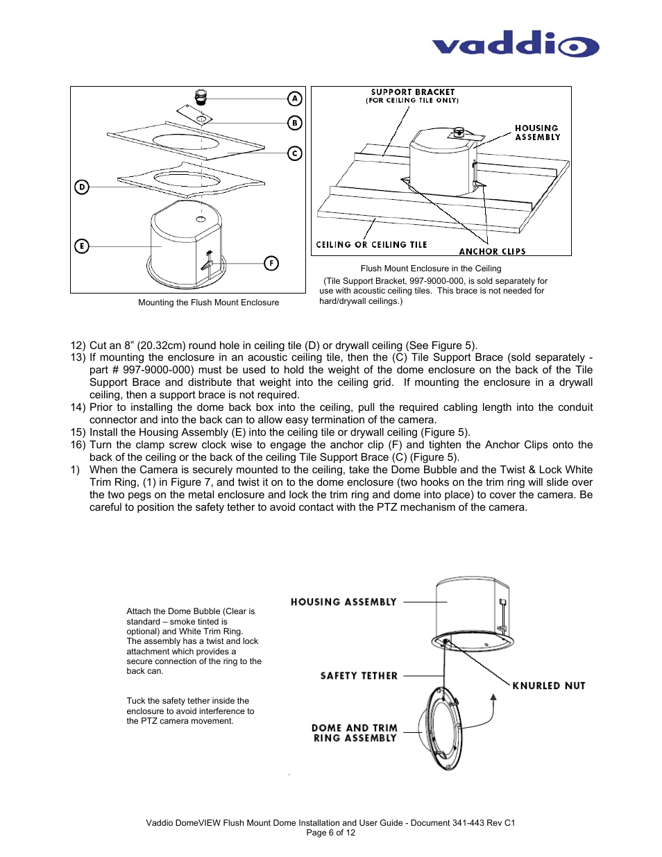 Vaddio DomeVIEW Flush Mount Dome User Manual | Page 6 / 12