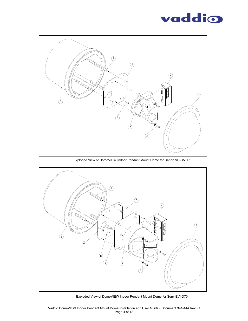 Vaddio DomeVIEW Indoor Pendant Mount User Manual | Page 4 / 12