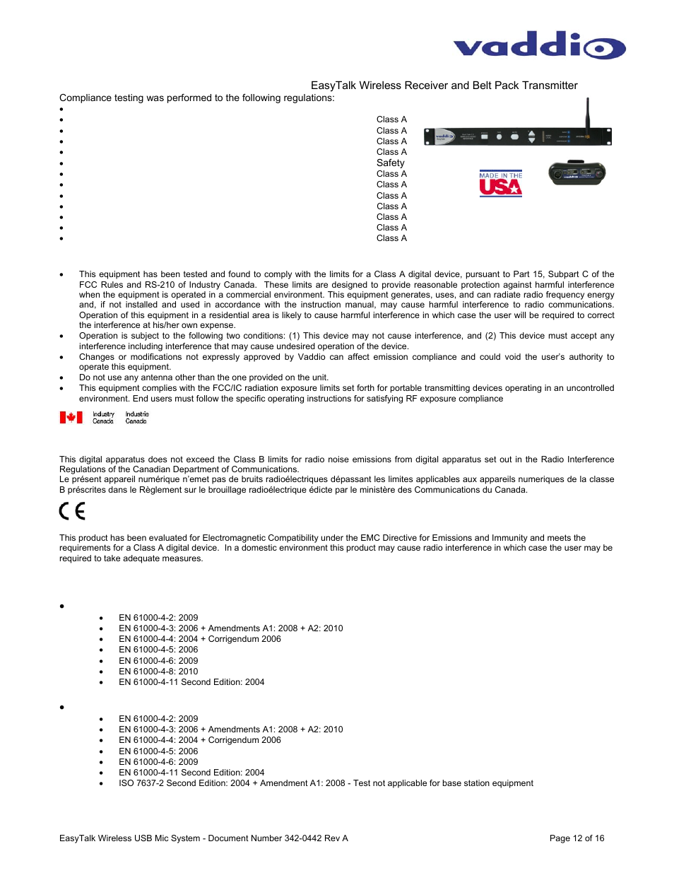 Vaddio EasyTALK Wireless USB Mic System User Manual | Page 12 / 16