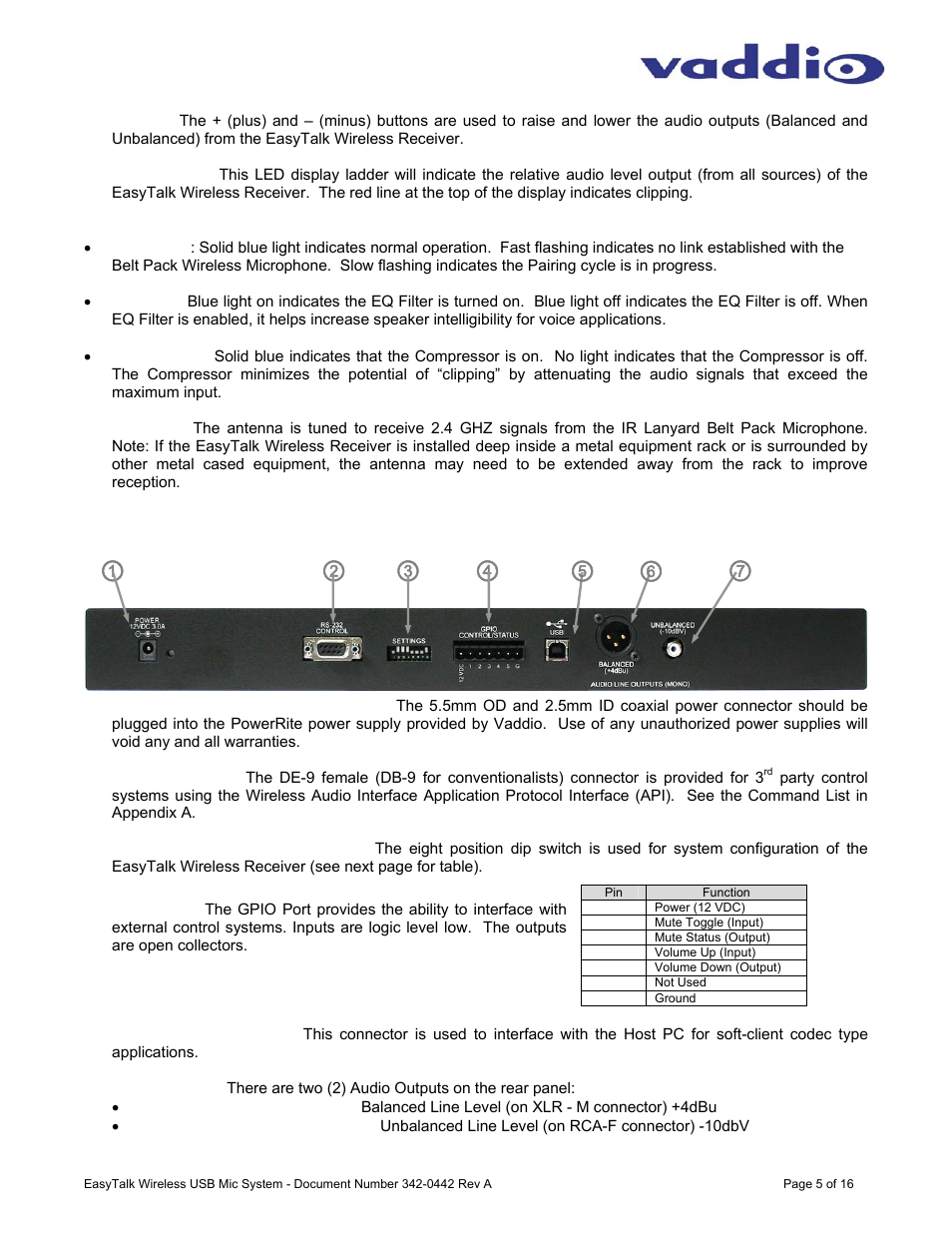 Vaddio EasyTALK Wireless USB Mic System User Manual | Page 5 / 16