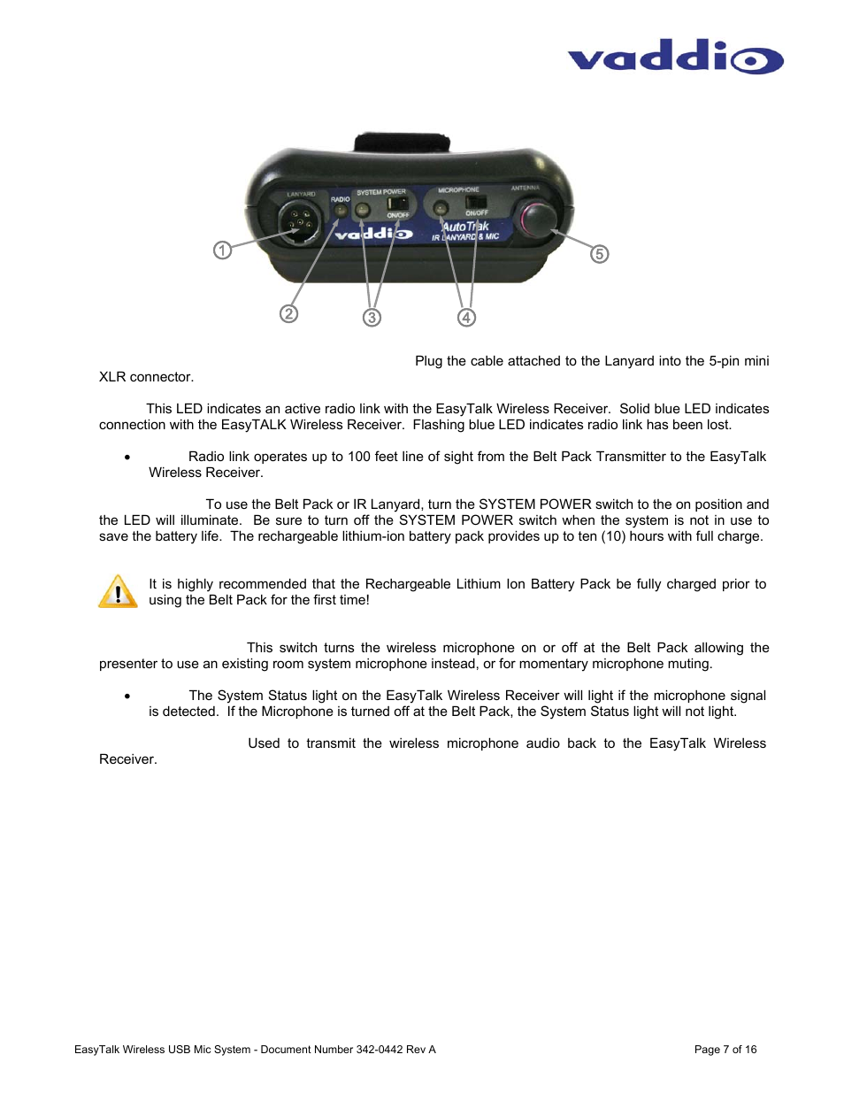 Vaddio EasyTALK Wireless USB Mic System User Manual | Page 7 / 16