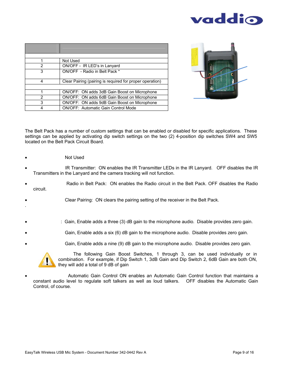 Vaddio EasyTALK Wireless USB Mic System User Manual | Page 9 / 16