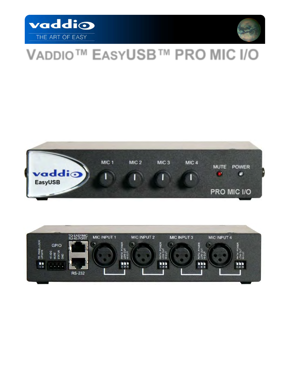 Vaddio EasyUSB PRO MIC I/O User Manual | 16 pages