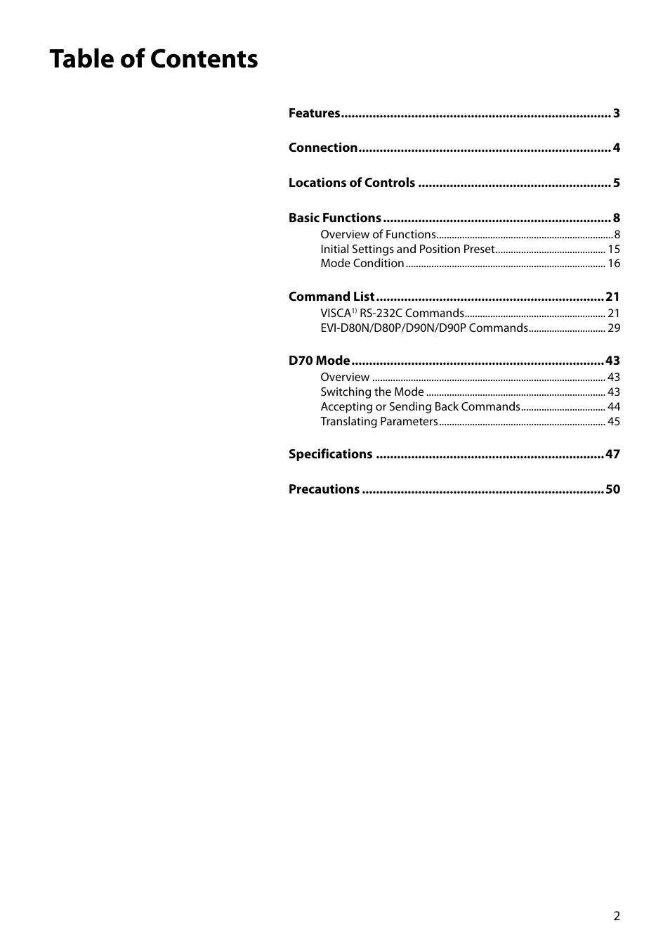 Vaddio EVI-D80D90 Tech User Manual | Page 2 / 50
