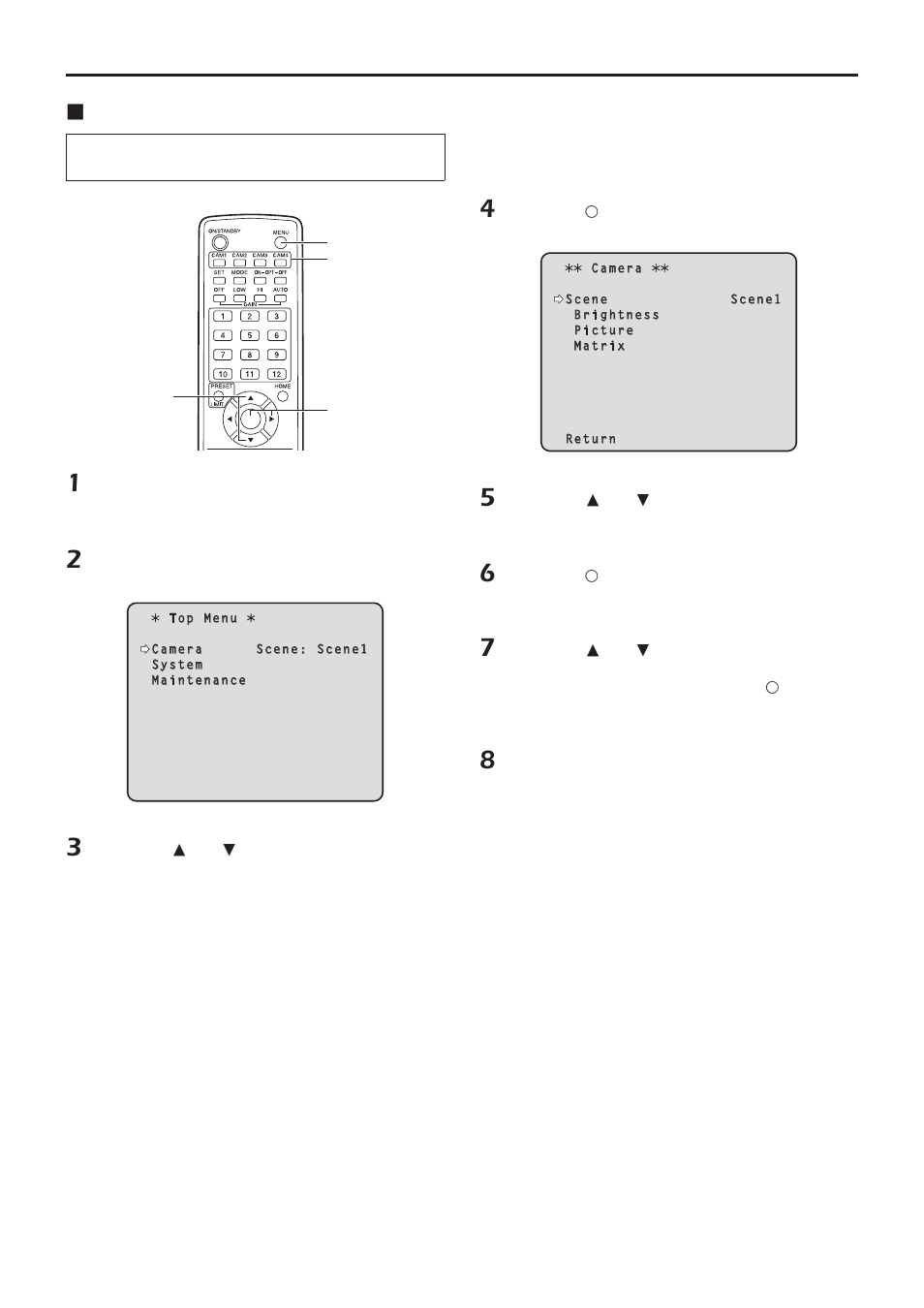 Selecting the shooting modes (scene files), How to select the shooting mode | Vaddio HE120 Operating Instructions User Manual | Page 10 / 100