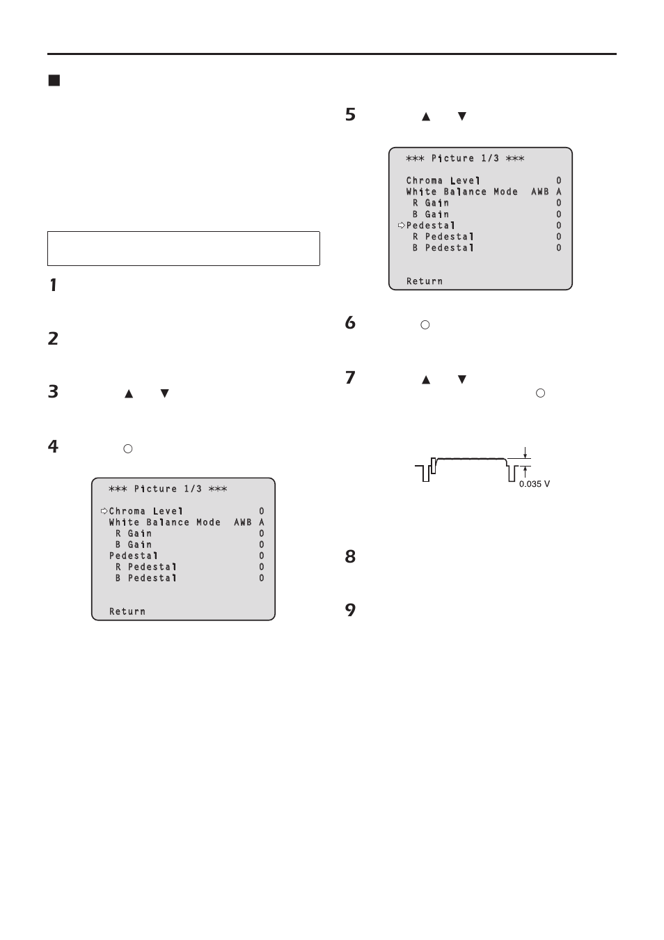 Black level (master pedestal) adjustment | Vaddio HE120 Operating Instructions User Manual | Page 26 / 100