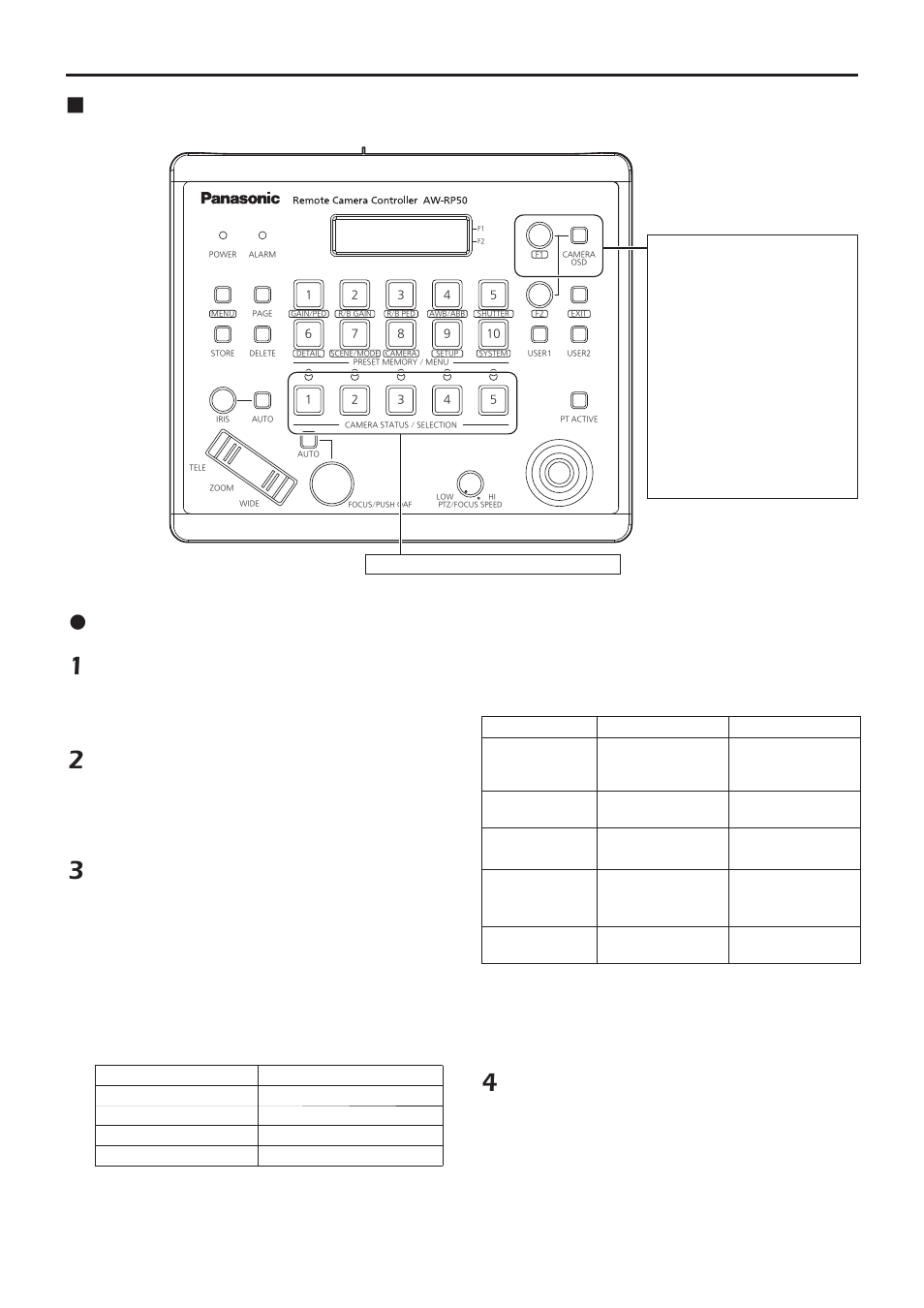 Basic operations, Continued), Procedure for camera menu operation (aw-rp50) | Vaddio HE120 Operating Instructions User Manual | Page 36 / 100